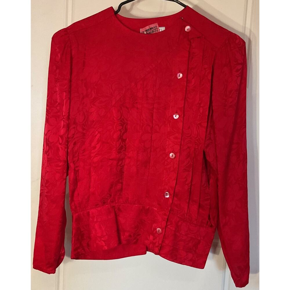 Argenti Red 2pc 100% Pure Silk Blouse & Skirt Party Christmas Suit 12 - Picture 4 of 10